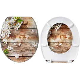 Woltu WC-Sitz Motiv Weiße Blüte