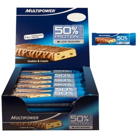 Multipower 50% Protein Cookies & Cream Riegel 24 x 50 g