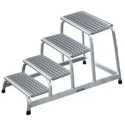 Montage-Tritt aus Aluminium, mit 4 Gitterroststufen