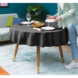 Simurq Tischdecke Wasserabweisend, Leinenoptik Tischdecke Abwaschbar - Lotuseffekt (Pflegeleicht & fleckenabweisend Tischdecken, Tischdecke Rund - Tischtuch Table Cloth) grau Rund | 140 cm x 140 cm