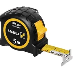 STABILA Taschenbandmaß BM 300, 5 m, doppelseitige metrische Skala, SPIKES-Haken