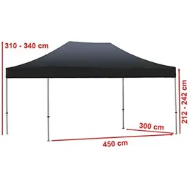 TOOLPORT Faltpavillon 3 x 4,5 m inkl Seitenteile schwarz (582622)