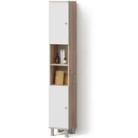 Livinity® Badschrank, Sonoma Eiche, Weiß, 6 Fächer, Quadratisch, 30x190x30