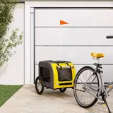 Runheo Fahrradanhänger Hunde Gelb Grau Oxford-Gewebe Eisen robust klappbar mit Netzfenster und Belüftung für Transportwagen Haustierwagen Buggy faltbar Outdoor Spazieren Joggen Wandern Petstroller