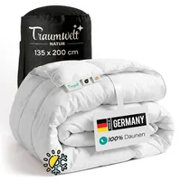 Traumwelt Natur Made in Germany Daunendecke 135x200 cm aus 100% Daunen, für alle Jahreszeiten, Allergiker geeignet (nomite), Öko-Tex 100 Klasse 1 Zertifiziert, Downpass (2 Stück)
