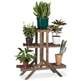 Relaxdays 2X Pflanzentreppe im Set, Blumentreppe, Blumenregal, Pflanzenregal, Etagere, Blumenständer, Mehrstöckig, 5 Böden, Holz