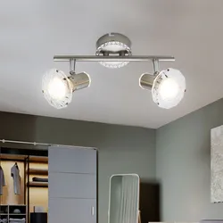 LED Strahler Deckenspot verstellbar Kristalle Deckenleuchte, 2-flammig L 26 cm Wohnzimmer Esszimmer Schlafzimmer Spotstrahler