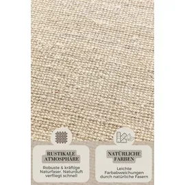 HANSE HOME "Jaipur Juteteppich, als Läufer und in Rund", beige Naturweiß B:60cm H:10mm L:90cm, Jute, Teppiche, Teppich, 100% Naturfaser, Wohnzimmer, Esszimmer, Schlafzimmer, GRS