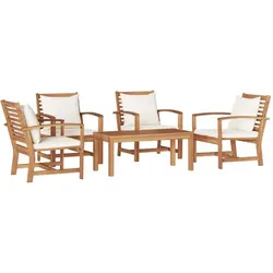 vidaXL Garten-Sofa-Set Natur Teak-Massivholz