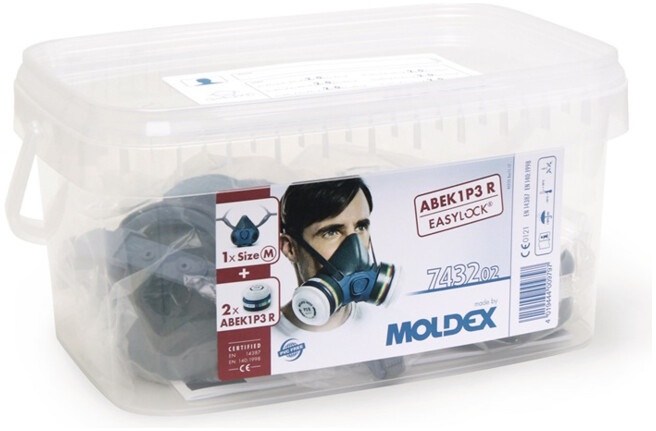 Moldex Atemschutzbox A1B1E1K1 P3 R Größe M, Serie 7000, organische Gase, anorganische Gase, Saure Gase, Ammoniak und Partikel EasyLock®