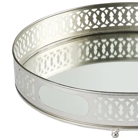 Marrakesch Orient & Mediterran Interior Spiegeltablett Serviertablett Deko Tablett Rund Nikita Silber