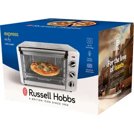 Russell Hobbs Backofen Airfryer [5-in-1: Heißluftfritteuse, Minibackofen, Grill, Toaster, Warmhaltefunktion] Express (20l, Pizza Ø 30cm, Frittierkorb, Backblech&Grillrost) Umluft- Ofen 26680-56