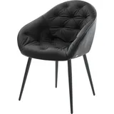 DELIFE Polsterstuhl Gaio-Flex, 4-Fuß konisch Schwarz Echt-Leder Schwarz schwarz 59 cm x 80 cm x 63 cm