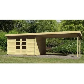 Karibu Bastrup 7 7,40 x 2,97 m natur inkl. Schleppdach