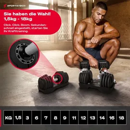 Sportstech Ironmate Hantel Verstellbare Hantel 1,5–18 kg schwarz