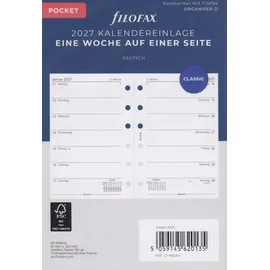 Filofax Kalendereinlage Pocket 1 Woche auf 1 Seite 2027 Weiß