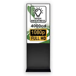 Digitale Infostele 46" Trendline 4K UHD, schwarz, einseitig - Digital Signage Display inklusive Mediaplayer