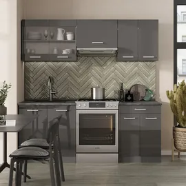 Vicco Küchenzeile R-Line 200 cm Anthrazit Hochglanz