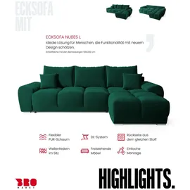 bromarkt Ecksofa Dunkelgrün, Textil, 3-Sitzer, L-Form,L-Form, 298x184 cm, Wohnzimmer, Sofas & Couches, Wohnlandschaften, Ecksofas