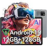 Blackview Tab60 WiFi Tablet 10 Zoll, PC Tablet Android 15, 12GB(4+8Erweiterung) RAM+128GB ROM(2TB TF), Octa Core WiFi 6, 1280 * 800 HD, Widevine L1, 5100mAh, Dual Kamera 5MP+8MP, BT 5.2, GMS
