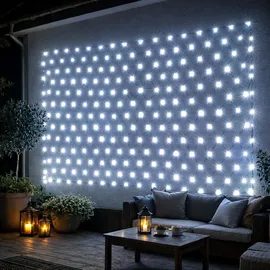 Mojawo Lichtervorhang LED 10 m Weiß Kabel Grün