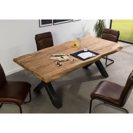 Massivmoebel24 Baumtisch 180 x 77 x 90 cm grau