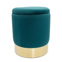 Amagohome Samthocker Ø 31 H 38 cm Velour Hocker mit Stauraum u. Deckel - Deko Hocker Samt Pouf : smaragd