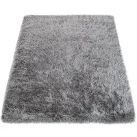 Paco Home Glamour 300 Hochflorteppich 60 x 100 cm Grau