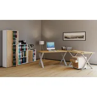 VCM Holz Schreibtisch Eckschreibtisch schlicht 130x130 Form links oder