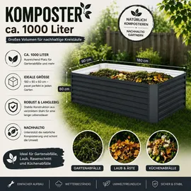 Vicco Komposter Anthrazit, 180 x 90 cm, Gartenzubehör, Gartenpflege, Gartengeräte