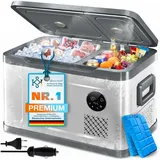 KESSER Kühlbox Kompressor 2in1 Doppelzone Kühl & Gefrierfach elektrische Gefrierbox, 40 l, mit 2x Kühlakkus & LED-Touch-Bedienung Kühlschrank bis -20 °C silberfarben