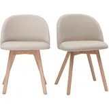 miliboo Skandinavische Stühle mit naturfarbenem Stoff und massivem Buchenholz (2er-Set) CELESTE