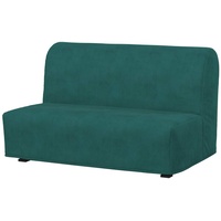 Soferia Kompatible Ersatzbezug fur LYCKSELE 2er-Bettsofa, Stoff Majestic Velvet Aquamarine (FLECKENABWEISEND und WASSERABWEISEND), Türkis