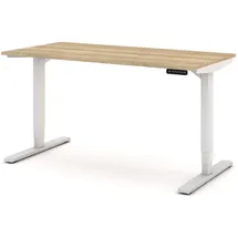 Assmann Electronic ASSMANN Schreibtisch Eiche Artisan, Weiß, Metall, 140x127x70 cm, Arbeitszimmer, Schreibtische, Bürotische
