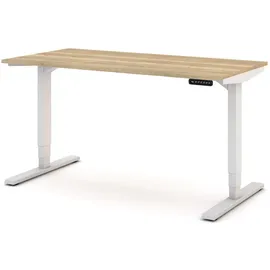 Assmann Electronic ASSMANN Schreibtisch Eiche Artisan, Weiß, Metall, 140x127x70 cm, Arbeitszimmer, Schreibtische, Bürotische