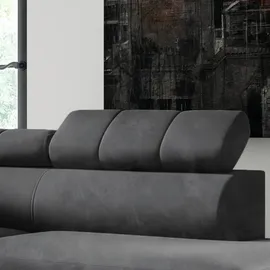 möbel punkt Eckcouch Samt 3-Sitzer Grau