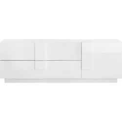 Lowboard INOSIGN "Jupiter, TV-Bank", weiß (weiß hochglanz lack), B:181cm H:63cm T:44cm, Sideboards, Breite 181 cm mit 2 Schubkästen