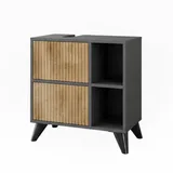 Vicco Waschbeckenunterschrank 2 Schubladen 60 x 62 x 30 cm Dunkelgrau/Braun