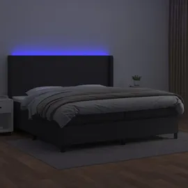 vidaXL Boxspringbett mit Matratze & LED Schwarz 200x200 cm Kunstleder
