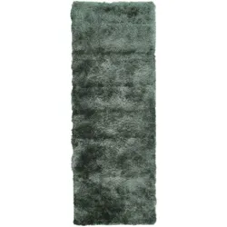 Hochflor-Teppich CARPETFINE "Breeze", grün, B:80cm H:45mm L:300cm, Polyester, Teppiche, besonders weich mit leichtem Glanz Garn, Wohnzimmer