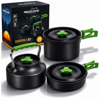 Mojawo Wasserkessel Camping Kochtopfset 3 in 1 Leichtes Aluminium Topfset für Gasherde