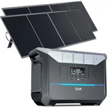 DaranEner NEO2000 2000W Tragbare Powerstation 2074Wh + 2*SP300 200W Solarpanel, LiFePO4 Solargenerator, 1.8 Std. Schnellladung Balkonkraftwerk, 230...