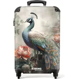 NoBoringSuitcases.com Handgepäck Koffer, Reisekoffer, Reisetasche mit Rollen, TSA Schloss, Hartschalenkoffer, Koffer Handgepäck, Trolley 55x40x20, Suitcase, Handgepäck 55x40x20 cm (Pfau - Grün-blau)