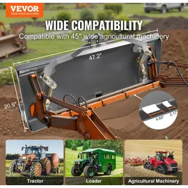 Vevor 3-Punkt-Kompaktladerplatte, 3/8 Zoll Befestigungsplatte, Kompaktlader-Montageplatte aus Stahladapterlader, kompatibel mit Kompaktladern und Traktoren von Deere, Kubota, Bobcat, Mahindra