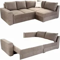 luma-home Ecksofa-Dauerschläfer, Hell-Braun / 15108