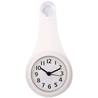 Badezimmeruhr Kleine Wanduhr, Baduhr Uhr Für Badezimmer Badezimmeruhr Wasserdicht Mit Haken Für Badezimmer Küche Schlafzimmer, Außenuhr Atomwanduhr Duschuhr(Weiß)