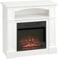 HOMCOM Elektrokamin Standkamin mit Heizung, 3D LED-Flammeneffekt, Regal, 1800 W Elektrischer Kamin mit Fernbedienung, Timer, Überhitzungsschutz für Wohnzimmer, Schlafzimmer, Weiß   Aosom