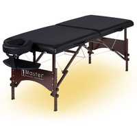 Master Massage Argo Mobil Massageliege Kosmetikliege Therapiebett Klappbar mit Ambiente Beleuchtung Holz Ultraleicht, Schwarz, 71 cm