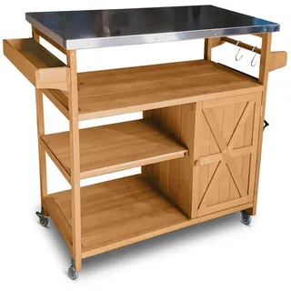 Coemo Servierwagen Grillstation James M Kücheninsel Holz, auf Rollen 118 x 47 x 92 cm