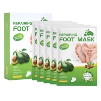 Joyeee 5 Paar Fußmaske, Hornhaut Socken Hornhautentferner Socken, Fussmaske Hornhautentfernung, Effektive Fußpflege, Feuchtigkeitsspendende Peeling-Fußmaske (Avocado)